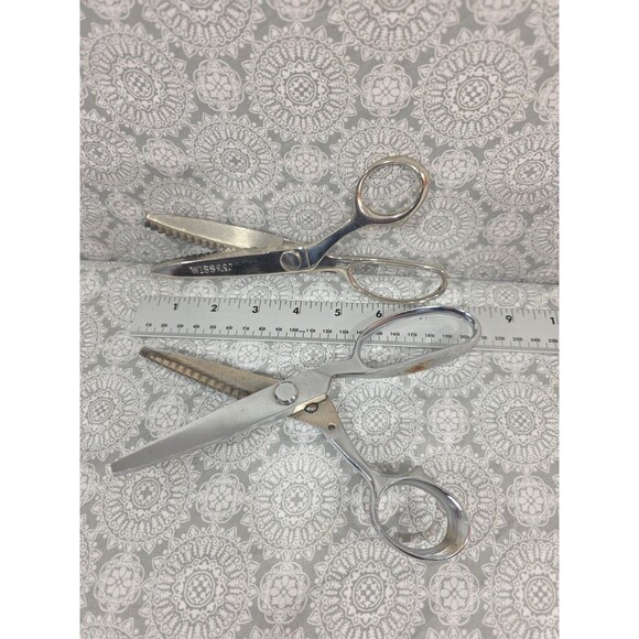 Wiss Model S-97 Pinking Shears, USA Made, Silver Tone Sewing Scissors - Picture 4 of 7